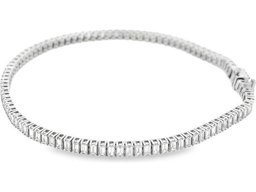 18K White Gold Tennis Bracelet with Natural Baguette Diamonds