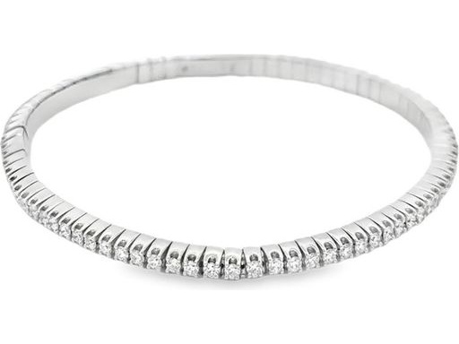 18K White Gold Stretch Tennis Bracelet with Natural Round Diamonds