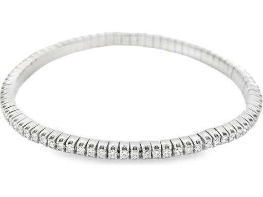18K White Gold Stretch Tennis Bracelet with Natural Round Diamonds