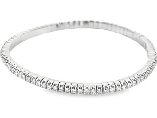 18K White Gold Stretch Tennis Bracelet with Natural Round Diamonds