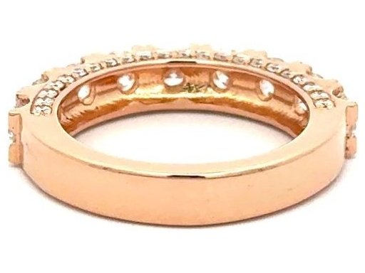 18K Rose Gold Nine-Stone Ring with Natural Round Diamonds and Pavé Band