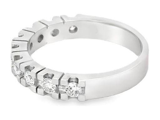 18K White Gold Nine-Stone Ring with Natural White Diamonds in Channel Setting