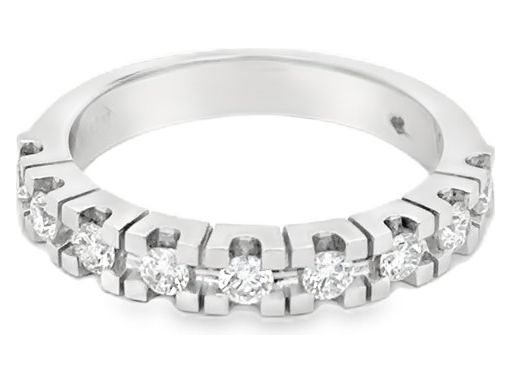 18K White Gold Nine-Stone Ring with Natural White Diamonds in Channel Setting