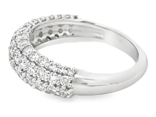 18K White Gold Multi-Row Pavé Ring with Natural Round Diamonds