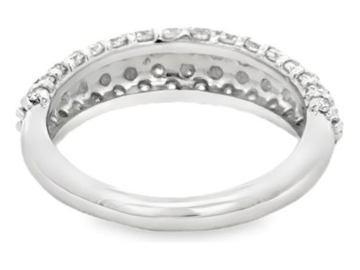 18K White Gold Multi-Row Pavé Ring with Natural Round Diamonds