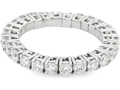 18K White Gold Stretch Eternity Ring with Natural Round Diamonds