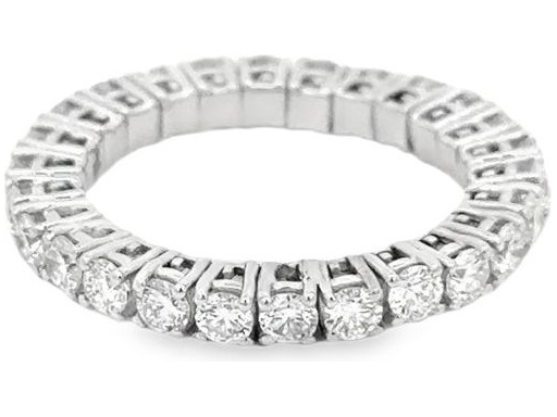 18K White Gold Stretch Eternity Ring with Natural Round Diamonds