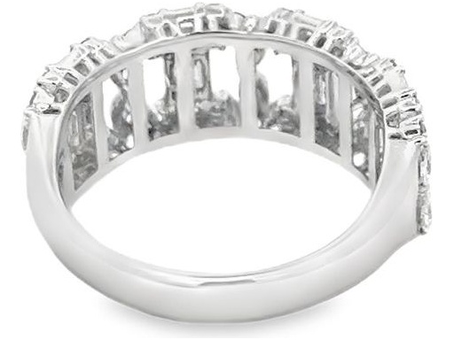 18K Gold Wide Band with Natural Baguette, Round, and Marquise Diamonds