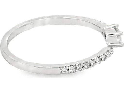 Platinum 900 Open Ring with Natural Baguette and Round Diamonds