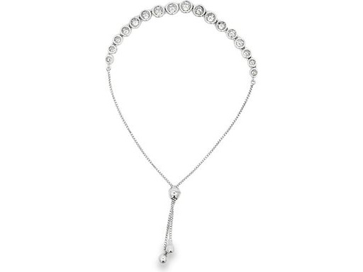 18K White Gold Adjustable Tennis Bracelet with Natural Daimonds