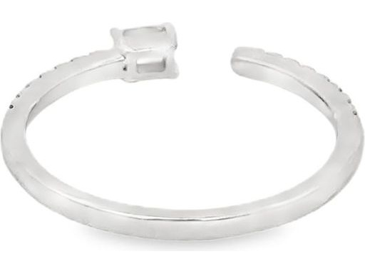 Platinum 900 Open Ring with Natural Baguette and Round Diamonds