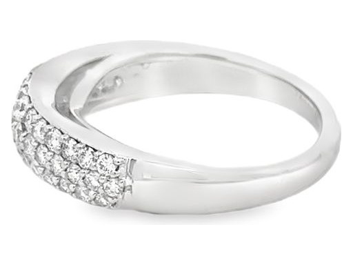 18K White Gold Full Pavé Natural Round Diamonds Dome Ring