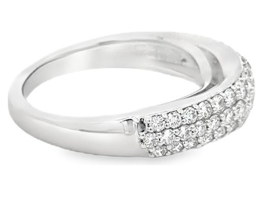 18K White Gold Full Pavé Natural Round Diamonds Dome Ring