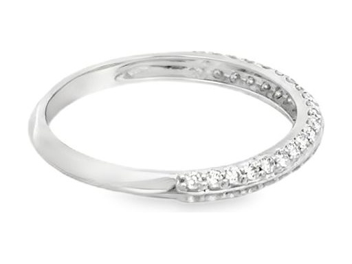 18K White Gold Double Row Natural Diamonds Band Ring