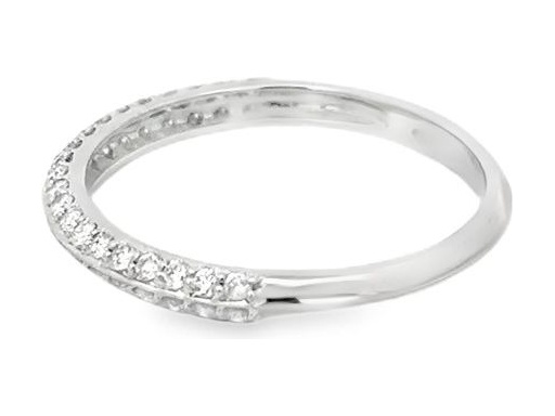 18K White Gold Double Row Natural Diamonds Band Ring