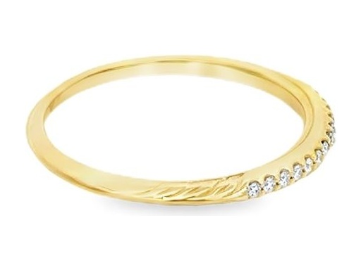 18K Yellow Gold Thin Band with Natural Round Diamonds
