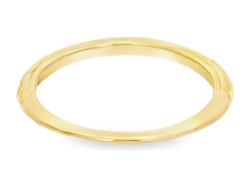 18K Yellow Gold Thin Band with Natural Round Diamonds