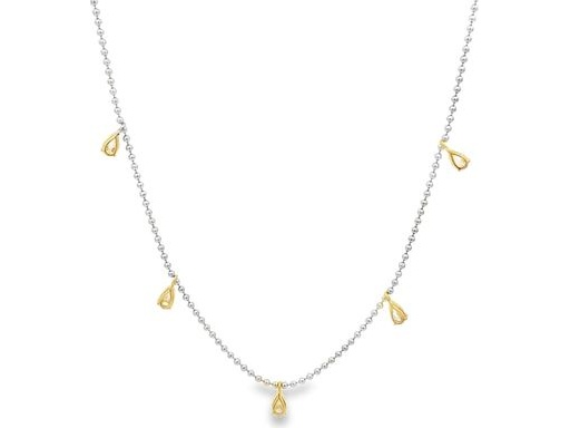 18K White Gold Chain Necklace with Natural Pear-Shaped Diamonds