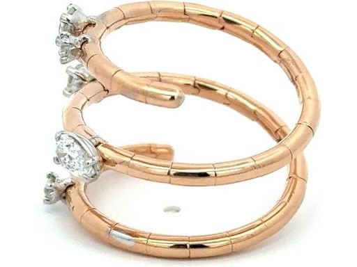 18K Rose Gold Ring with Natural Round and Pear-Shaped Diamonds on a Twist Band