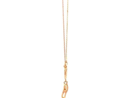 18K Rose Gold Necklace with Twisted Circle and Feather Pendant