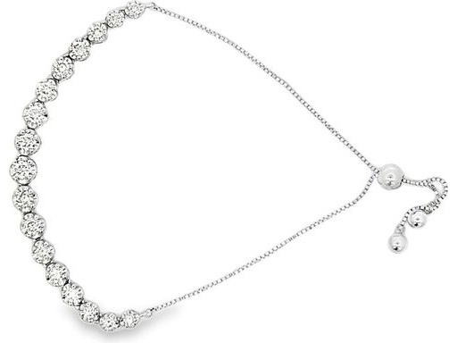 18K White Gold Adjustable Tennis Bracelet with Natural Daimonds