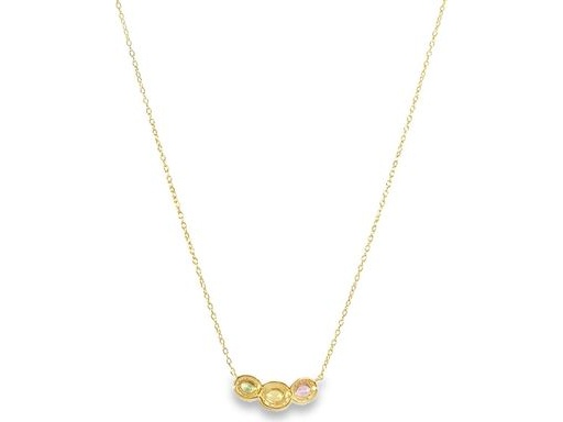 18K Yellow Gold Necklace with Natural Colored Gemstones and Diamonds