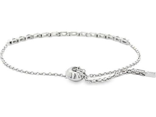 18K White Gold Adjustable Bracelet with Natural Round and Baguette Diamonds