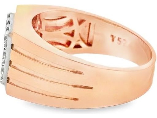 18K Rose Gold Men's Ring with Cluster of Natural Round Diamonds