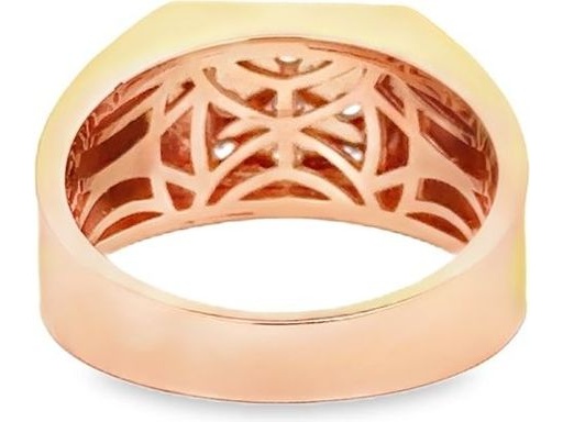 18K Rose Gold Men's Ring with Cluster of Natural Round Diamonds