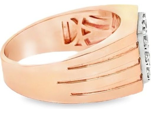 18K Rose Gold Men's Ring with Cluster of Natural Round Diamonds