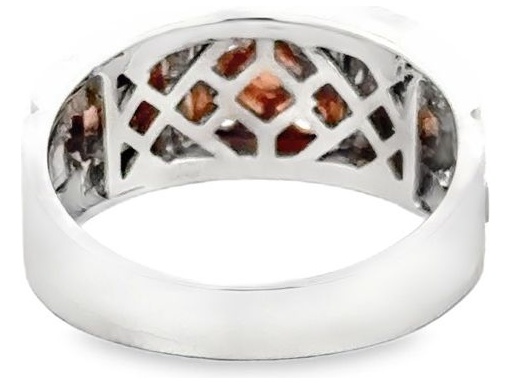 18K White and Rose Gold Men's Ring with Cluster of Natural Round Diamonds