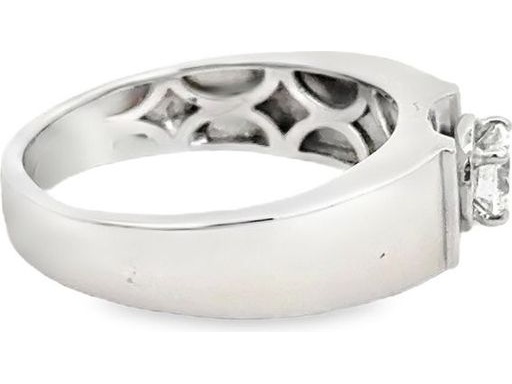 18K White Gold Men's Solitaire Ring with Natural Round Diamond