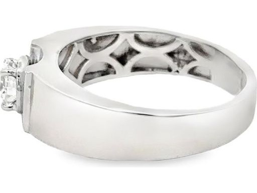 18K White Gold Men's Solitaire Ring with Natural Round Diamond