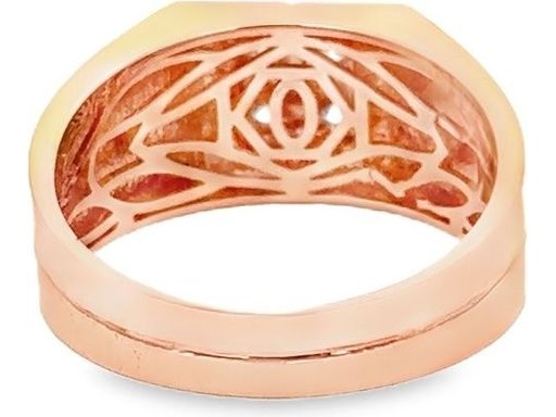 18K Rose Gold Men's Ring with Natural Round Diamonds in Geometric Setting