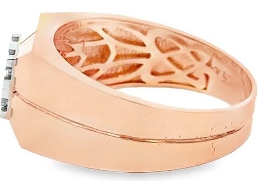 18K Rose Gold Men's Ring with Natural Round Diamonds in Geometric Setting