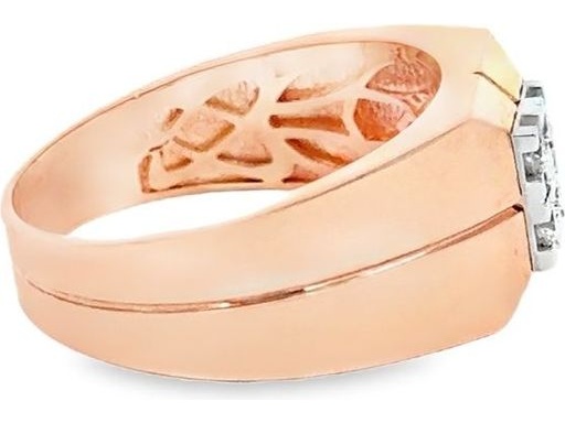 18K Rose Gold Men's Ring with Natural Round Diamonds in Geometric Setting