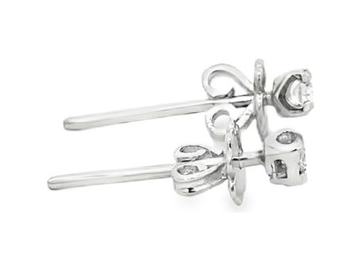 18K White Gold Solitaire Stud Earrings with Natural Round Diamonds