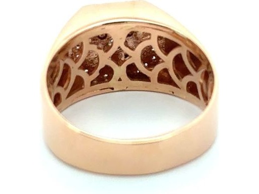 18K Rose Gold Men's Ring with Natural Round Center Diamond and Double Halo Design