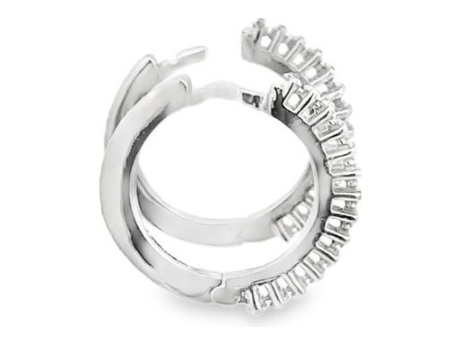 18K White Gold Huggie Hoop Earrings with Front-Set Natural Round Diamonds