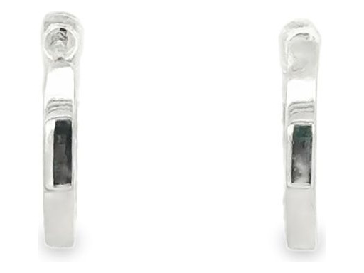 18K White Gold Huggie Hoop Earrings with Front-Set Natural Round Diamonds