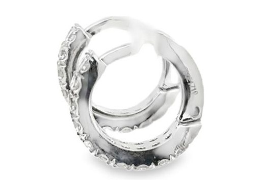 18K White Gold Huggie Hoop Earrings with Front-Set Natural Round Diamonds