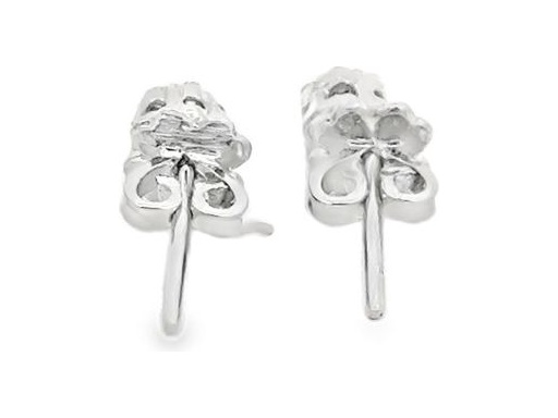18K White Gold Floral Cluster Stud Earrings with Natural Round Diamonds