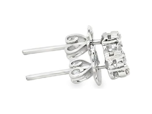 18K White Gold Floral Cluster Stud Earrings with Natural Round Diamonds