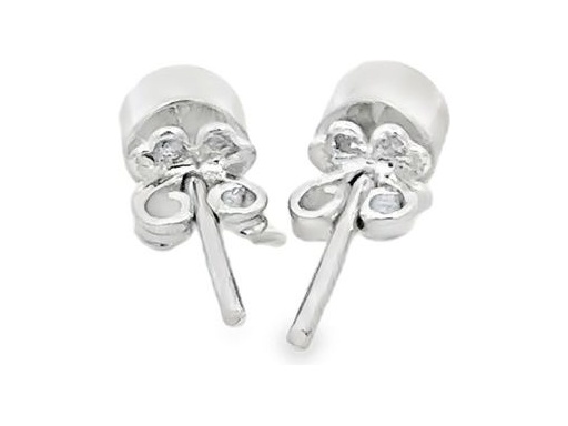 18K White Gold Bezel-Set Stud Earrings with Natural Round Diamonds