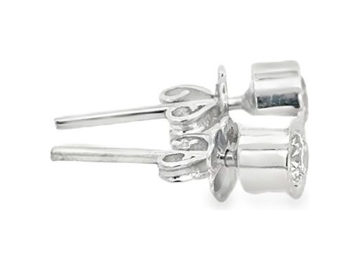 18K White Gold Bezel-Set Stud Earrings with Natural Round Diamonds