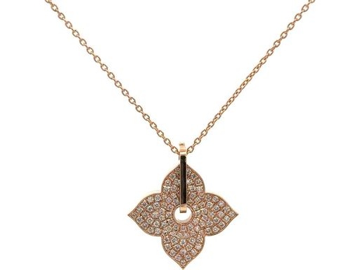 18K Rose Gold Reversible Necklace with Turquoise Enamel and Natural Round Diamonds