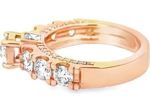 18K Rose Gold Engagement Ring with Natural Round Center Diamond, Side Diamonds, and Hidden Princess Cut Diamond