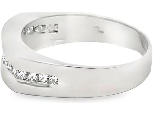 18K White Gold Men's Band with Channel-Set Natural Princess Cut Diamonds
