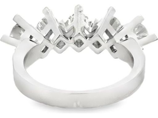 18K White Gold Ring with Five Natural Round Diamonds in Individual Four-Prong Settings