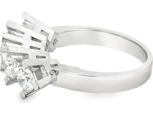 18K White Gold Ring with Five Natural Round Diamonds in Individual Four-Prong Settings
